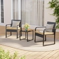 thumbnail image 5 of Porch Furniture Sets, Gizoon 3 PCS Patio Wicker Chairs Set with Tempered Glass Table for Poolside, Beige Cushion, 5 of 11