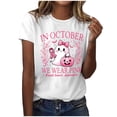 thumbnail image 2 of Haivin Womens Breast Cancer Awareness T-shirt, Fashion Round Neck Short Sleeve Top with Inspirational Print, Comfortable Soft Tee for Casual Wear and Daily Outfits, 2 of 3