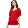 thumbnail image 4 of Made by Johnny V Neck Short Sleeve Dolman Top with Side Shirring XXXXXL RED, 4 of 6