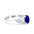 thumbnail image 2 of Art Deco Oval Engagement Ring Blue Sapphire CZ 925 Sterling Silver Size 7, 2 of 6
