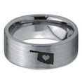 thumbnail image 2 of Tungsten Oklahoma Sooner State Heart Band Ring 8mm Men Women Comfort Fit Gray Flat Cut Brushed Polished, 2 of 4