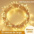 thumbnail image 1 of Series navideñas Blanco cálido 15 metros 300 Leds, series de luces navideñas LED de ahorro energético para decorar interiores, navidad, bodas, año nuevo, brillo intenso DOSYU DY-ICE300L-UL, 1 of 7