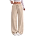thumbnail image 2 of UDAUDU Wide Leg Sweatpants Women Low Rise Baggy Sweatpants Y2K Drawstring Cotton Lounge Pants Womens 2026 Fall Fashion Pants Beige 3XL, 2 of 8