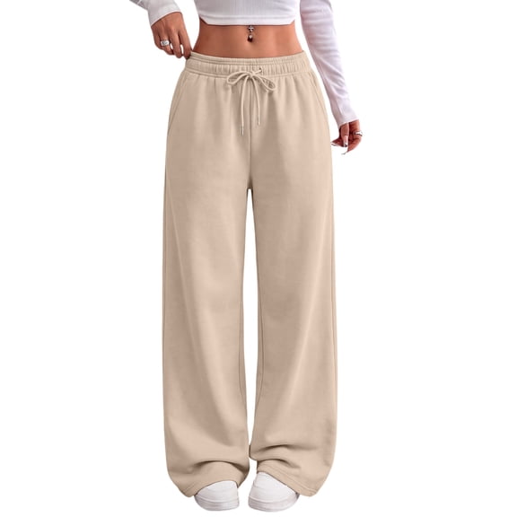 Wide Leg Sweatpants Women Low Rise Baggy Sweatpants Y2K Drawstring Cotton Lounge Pants Womens Fall Fashion 2026, L