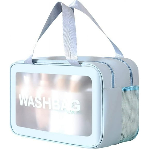 Travel Toiletry Bag,Clear Makeup Bag,Cosmetics Bag,Transparent Skin Care Bag,Waterproof & Draining Make up Bags,PVC Toiletry Organizer Thickened Wash Bag for Women Men