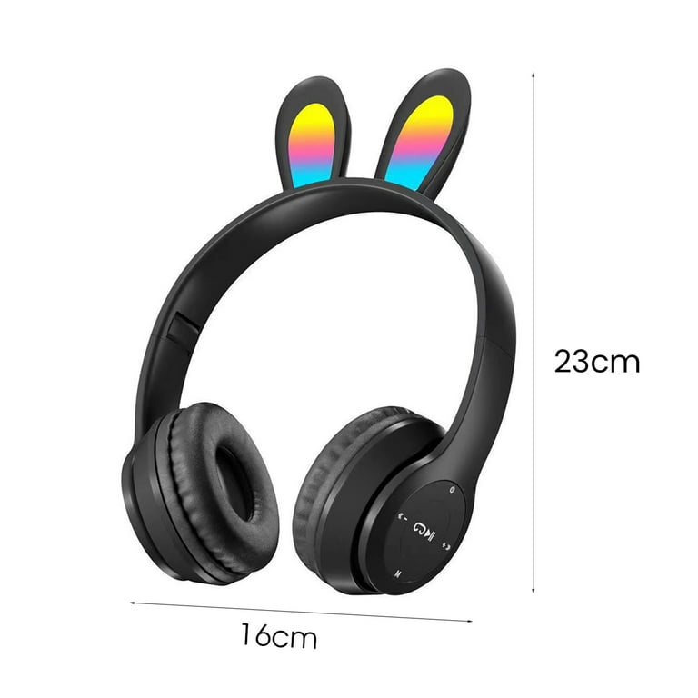 Frogued Wireless Headphone Foldable SD Card Insert Intelligent Noise Reduction Stereo Surround RGB Light Effect Listening to Music with Mic Wireless Bluetooth compatible Rabbit Ears Headphones Walmart...