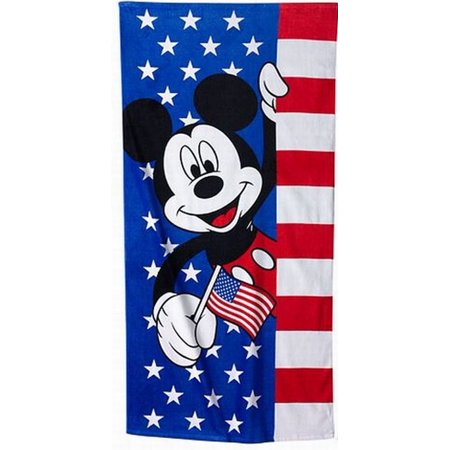 UPC 617561166467 product image for Disney Mickey Mouse Red White & Blue Cotton Beach Towel & Cinch Tote Bag Set | upcitemdb.com