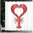 thumbnail image 4 of Ambesonne Sea Animals Shower Curtain, Seafood Lobster Heart, 69"Wx75"L, Red, 4 of 5