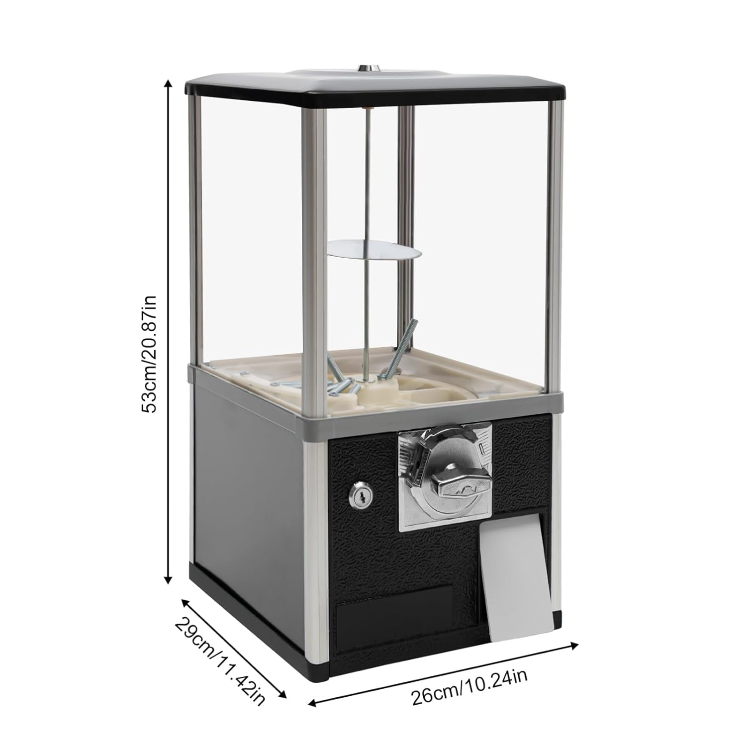 25 Cents Coin Operated Vending Machine, Toy Capsule Vending Machine, Commercial Gumball Machine, 200 Capacity for 1.8"-2" Gashapon, Twister Balls, Capsule Toys, Gumball, Bouncy Balls