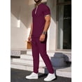 thumbnail image 5 of Men 2 Piece Casual Beach Outfits Short Sleeve Button Down Shirts Summer Loose Pant Sets Vacation Outfits Wine Red S, 5 of 6