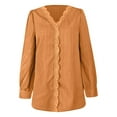 thumbnail image 4 of Drses Womens Dressy Blouses Long Sleeve Lace Crochet Trim V Neck Shirts Casual Solid Soft Tops, 4 of 5