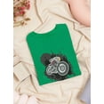 thumbnail image 3 of Cool Vintage Motorcycle Graphic Women Kelly Green T-Shirt, Female Large, 3 of 4