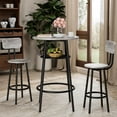 thumbnail image 2 of PAPROOS Bar Table Set for 2, Wood Tabletop and Chairs with Back, Small Dining Table for Kitchen Breakfast Nook Living Room Dinette,Gray+Black, 2 of 7