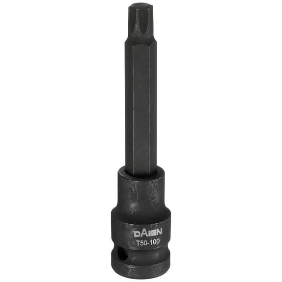 Uxcell T50 Torx Bit Socket 100mm/3.94" Length 1/2" Square Drive Star 6 Point Extension Impact Bit Power Nut Driver Set S2 Steel Socket Ratchet Wrench Bits, Black