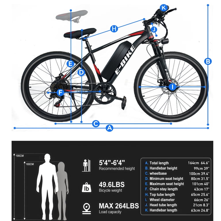Setohet 26" Electric Bike for Adults, ebike 1200W Peak Power Motor, 45Miles  25MPH 432Wh Battery,7-Speed, UL 2849