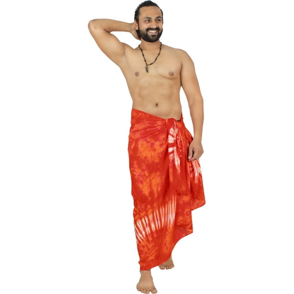 HAPPY BAY Men's Standard Swimsuits Sarong Pareo Beach Wrap One Size Apricot, Tie Dye Summer Vacation Aloha