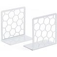 thumbnail image 1 of Sujetalibros premium Sujetalibros geométricos de panal de abeja (blanco, 1 par) Sujetalibros para estantes-gris Adepaton CZBG-XM180-2, 1 of 6