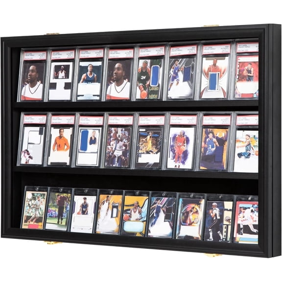 24 Baseball Card Display Case -Wood,Black(22*14 in)