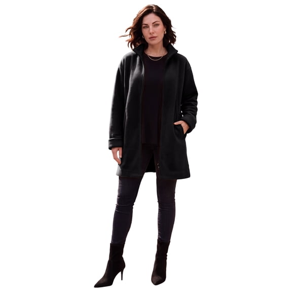 Roaman's Women's Plus Size Petite Plus Size Fleece Driving Coat