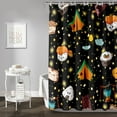 thumbnail image 2 of Sushi Pattern Shower Curtain,Cute Cartoon Food Theme Bath Curtain,Japanese Style Sushi Black Shower Curtain,Waterproof, Polyester Fabric,Star Curtain with 12 Plastic Bathroom, 36" W x 72" H, 2 of 6