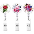 thumbnail image 1 of LAICAIW Cute Rose Floral Retractable Badge Reel Holder with Alligator Clip, Multicolor, 1 of 5