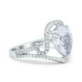 thumbnail image 2 of Simulated Cubic Zirconia Size-5 Halo Pear Shape Wedding Engagement Ring 925 Sterling Silver, 2 of 7
