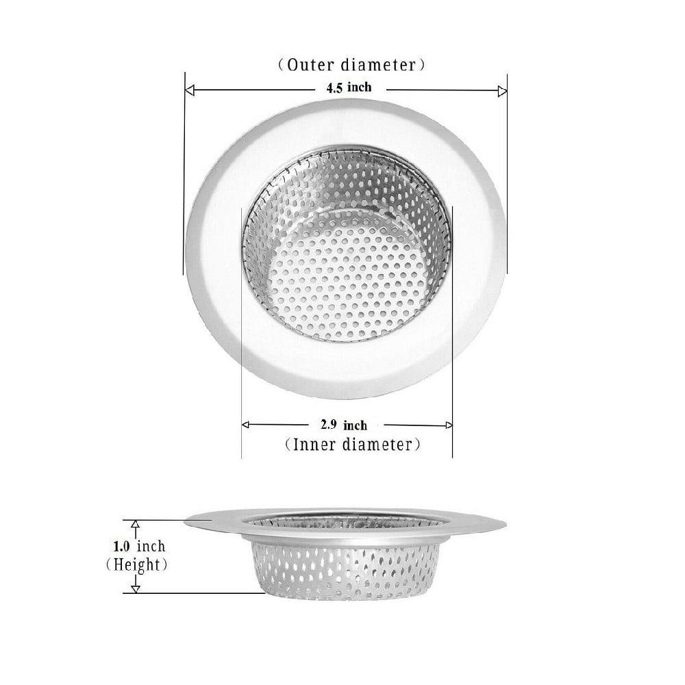 Details about   2 Pack 4.5" Kitchen Sink Strainer Stainless Steel Mesh Bath Drain Stopper Filter 