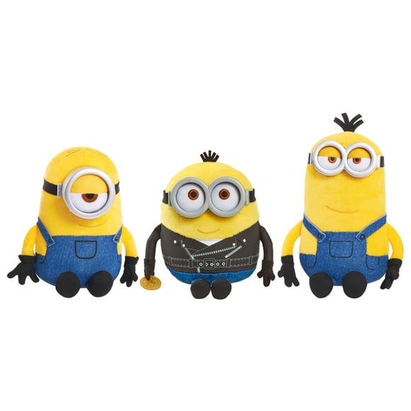 Illumination's Minions: The Rise of Gru Small Plush 3-pack Bundle, Stuart, Biker Otto, and Kevin,  Kids Toys for Ages 3 Up, Gifts and Presents