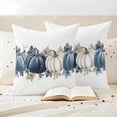 thumbnail image 3 of Fall Blue Pumpkins Outdoor Waterproof Pillow Covers, Thanksgiving Autumn Watercolor Leaf Decorative Square Throw Pillowcase Sofa Cushion Sham for Patio/Couch/Chair, 26"x26" 2 Pack, 3 of 8