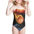 thumbnail image 2 of SEANATIVE Lace Up Swimwear One Piece Size 9-10 Years Fire Water Basketball Toddler Girl Bathing Suit Skin-Friendly Kids Girls Swimsuit Tankini, 2 of 5