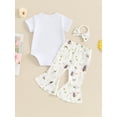 thumbnail image 4 of Bagilaanoe 3pcs Newborn Baby Girl Pants Set Short Sleeve Romper Tops + Daisy Flare Trousers + Headband 3M 6M 12M 18M Infant Casual Clothes, 4 of 7