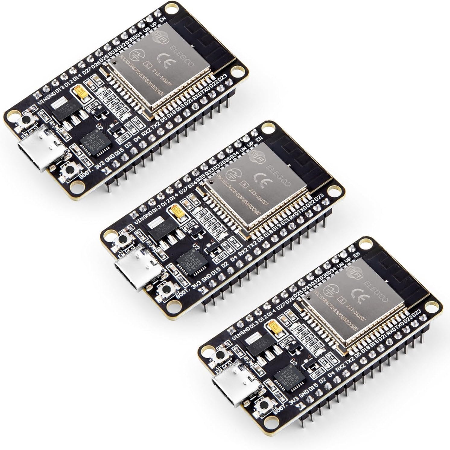 GJX 3Pcs Esp32 Dev Boards Esp-Wroom-32 Usb-C Wifi Bluetooth 4.2|Low-Power Iot Applications Smart Devices Automation Wireless Communication Gpio Headers Simplifying Development