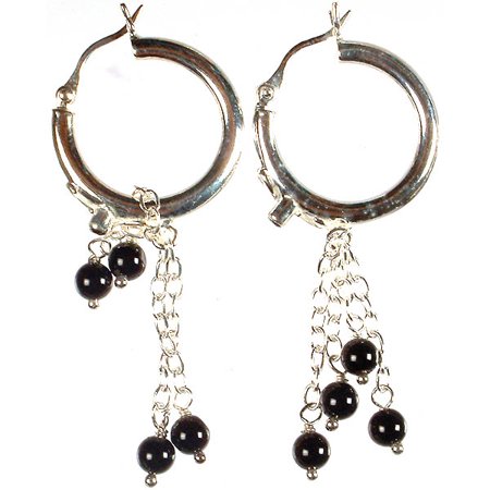 

Hoop Chandeliers with Black Drops
