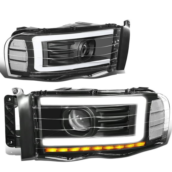 DNA Motoring For 02-05 Dodge Ram LED DRL Black Sequential Turn Signal Projector Headlight Lamps Pair