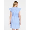 thumbnail image 4 of Time and Tru Women's Cotton Flutter Sleeve Mini Dress, Sizes XS-XXXL, 4 of 6