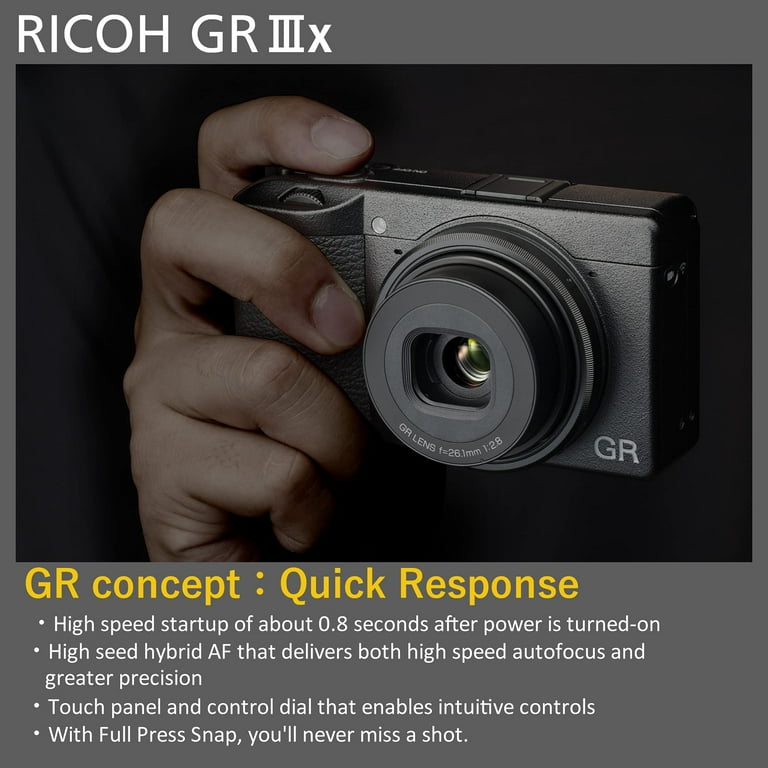 Ricoh GR IIIx Digital Compact Camera - Black, 24MP APS-C