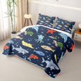 thumbnail image 3 of jejeloiu Deep Sea Animals Twin Quilt Set,Colorful Shark Fish Turtle Twin Coverlet Set For Boys,Blue White,2pcs, 3 of 7