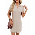 thumbnail image 2 of Women'S Solid Color Collared Loose Short-Sleeve T-Shirt Dress Color S, 2 of 10