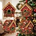 thumbnail image 5 of Christmas Pearl Diamond Art House Ornament, 7.87in 3D Red Wooden House DIY Rhinestone Painting Kit, Stocking Holly Snowflake Festive Pattern for Mantel Tabletop Xmas Decor, 5 of 6
