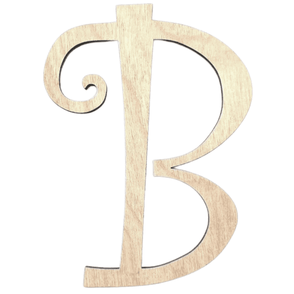 Krafty Supply - 20" Tall Birch Letter B | 1/4" Birch Plywood |Curlz|Wooden Letter|Craft Alphabet Initials
