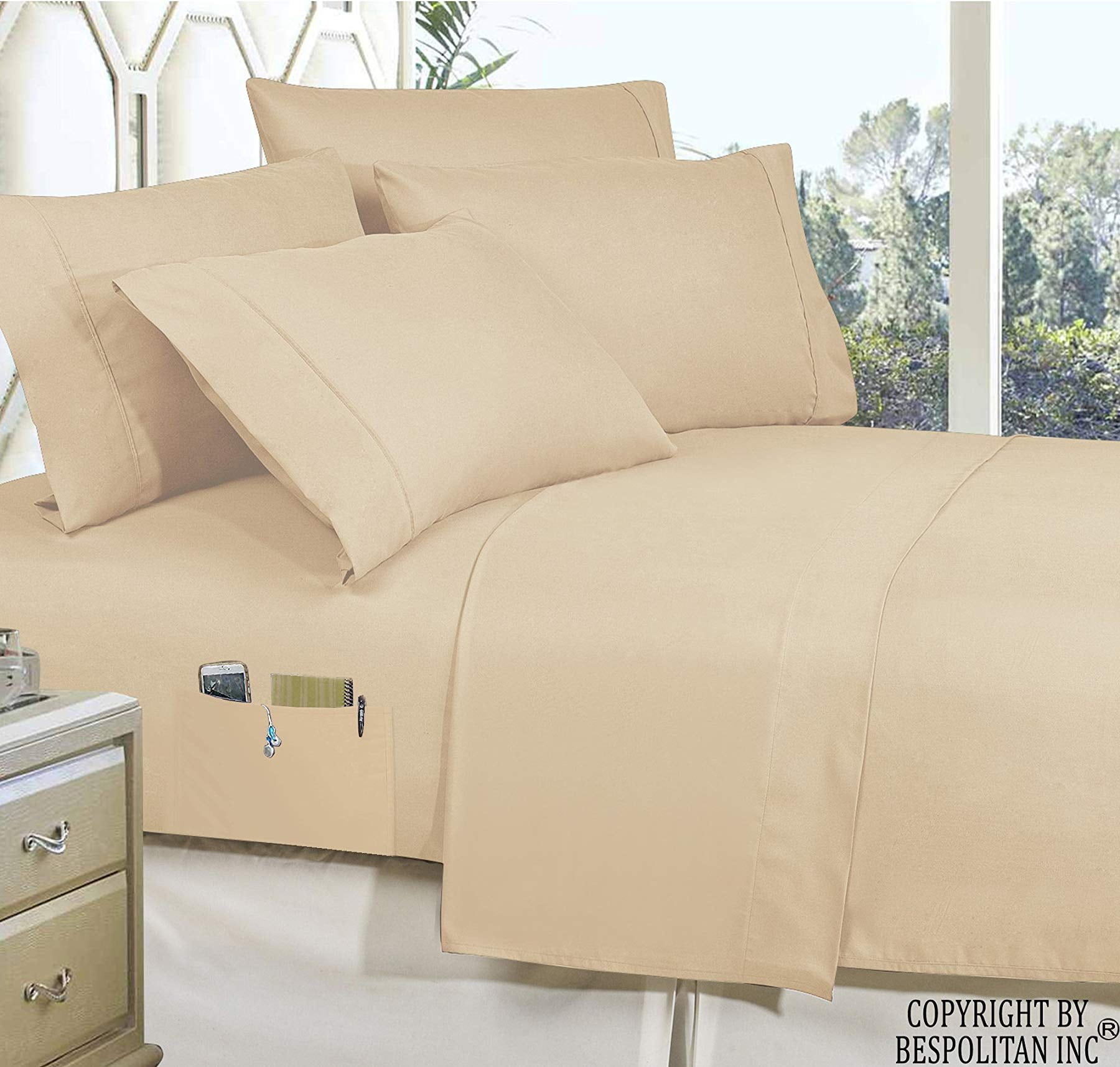 Elegant Comfort 4 Piece Queen Smart Sheet Set Luxury Soft 1800 Thread