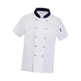 thumbnail image 1 of Uniforme unisex, camisa de catering de manga corta, transpirable, ropa superior, clásica blanco y azul, 1 of 9