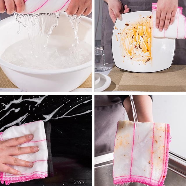 RKSTN Kitchen Bedroom Rag Kitchen Table Cleaning Cloth Fiber Bathroom Decontamination Cloth Multi-Purpose Cleaning Absorbent Cloth Kitchen Gadgets