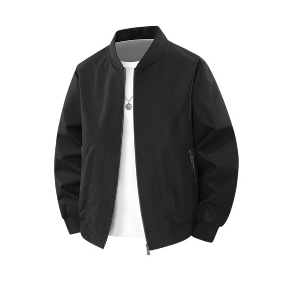 Agkizg Men's Fall Winter Jackets, Solid Lightweight Zip Up Jacket Long Sleeve Casual Outerwear with Zipper Side Pockets