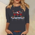 thumbnail image 2 of RKSTN Sweat-Shirt pour Femmes Mode Imprimé Décontracté Col Rond Pull Manches 3/4 Haut Chandail en Molleton de Noël, 2 of 4