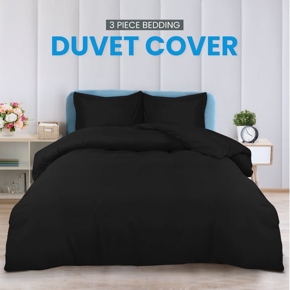 Utopia Bedding Duvet Cover Queen Black 1 Duvet Cover with 2 Pillow Shams 90 X 90 Inches