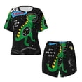thumbnail image 4 of Picia Space Dino Cartoon Black Pajamas Sets for Women Soft Short-Sleeved Pjs with Lounge Shorts Two Piece Sleepwear-XX-Large, 4 of 9