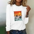 thumbnail image 2 of IROINNID Pink Tops for Women Spring Printed Long Sleeve Round Neck Casual Tee ,White, 2 of 5