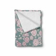 thumbnail image 2 of Floral Soft Flannel Fleece Throw Blanket, Romantic Pastel Foliage Blooming Season Essence Botanical Beauty, Cozy Plush for Indoor and Outdoor Use, 60" x 80", Baby Pink Slate Blue, by Ambesonne, 2 of 6