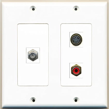 RiteAV - 1 Port RCA Red 1 Port Coax Cable TV- F-Type 1 Port S-Video - 2 Gang Wall Plate